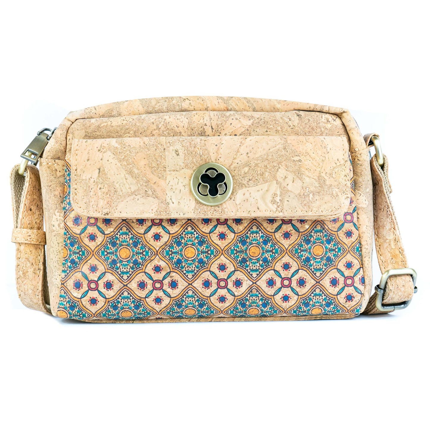 Cork Crossbody Bag Flap, Twist Lock & Dual Compartment BAGD-632