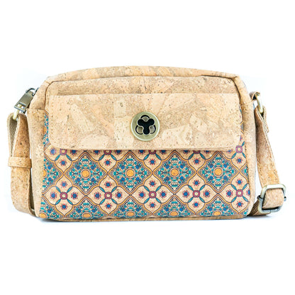 Cork Crossbody Bag Flap, Twist Lock & Dual Compartment BAGD-632