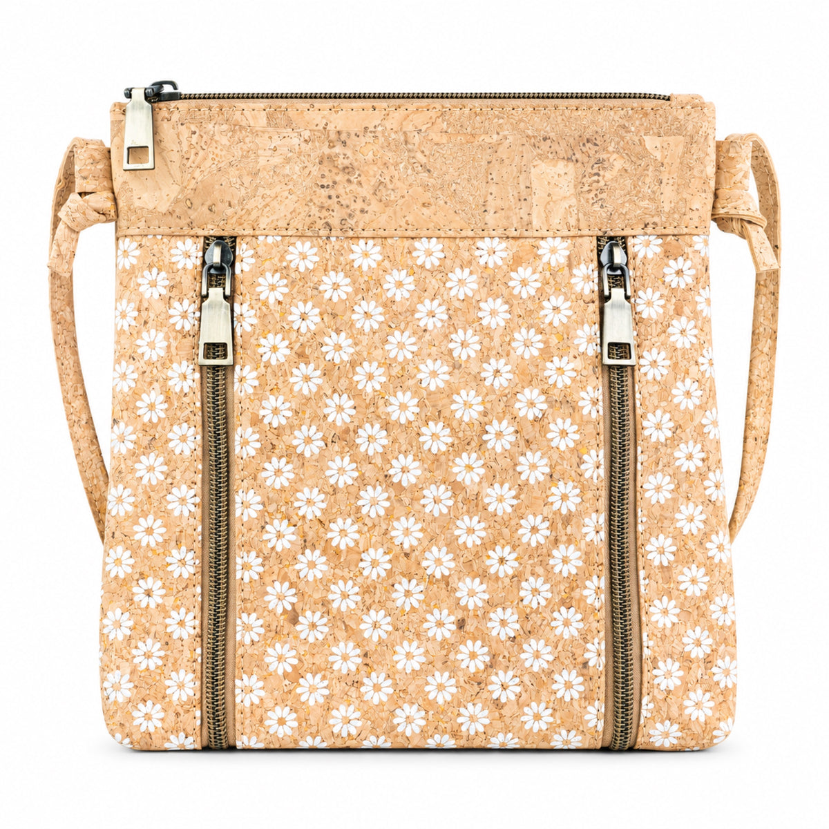 Cork Crossbody Bag with Vertical Front Zips | BAGD-668