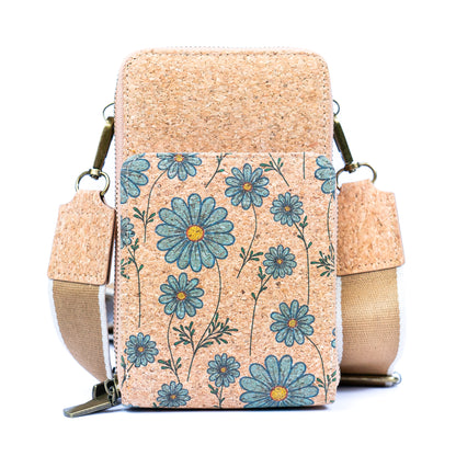 Natural Cork Women's Crossbody Phone Bag with Triple Zipper Design BAG-2311