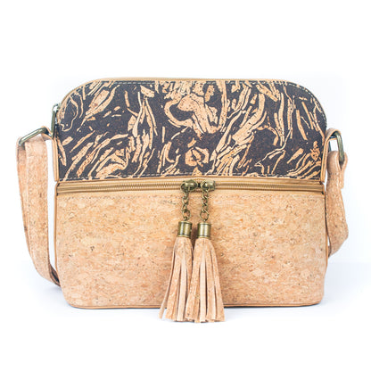 Tassel Zip Pocket Women's Natural Cork Crossbody Bag BAG-2291