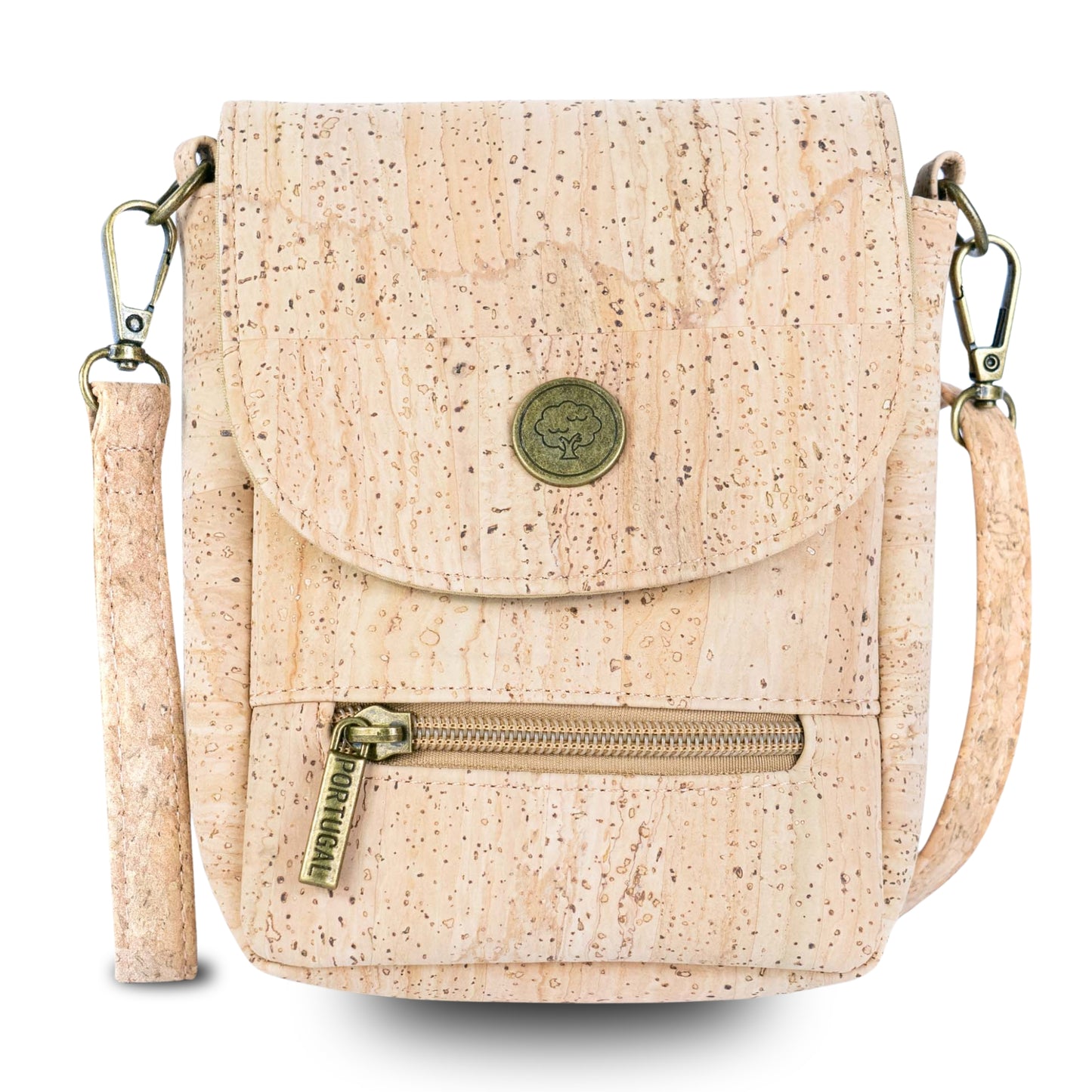 Natural Cork Crossbody Phone Bag with Vintage Turn Lock – BAG-2359