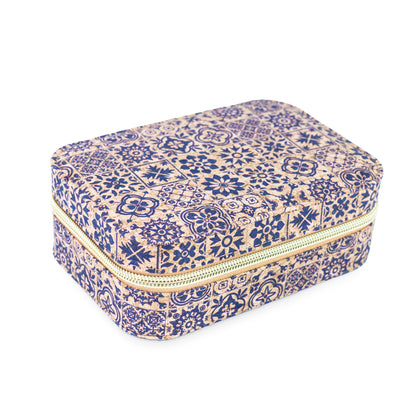 Rectangular Tile Cork Jewelry Box with Mirror L-1225