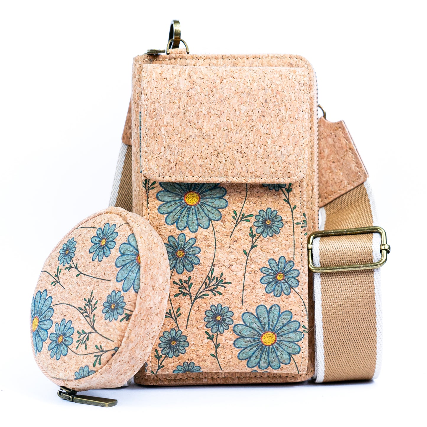 Natural Cork Women's Printed Phone Pouch with Detachable Coin Purse BAG-2310