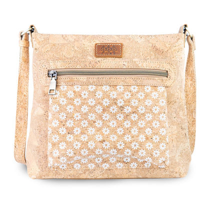 Printed Cork Crossbody Bag with Multiple Zipper Pockets BAGD-665