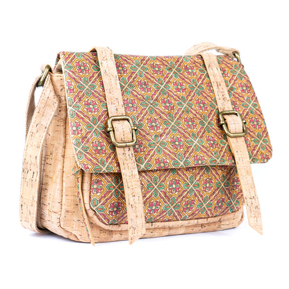 Printed Cork Messenger Crossbody Bag — BAGD-630