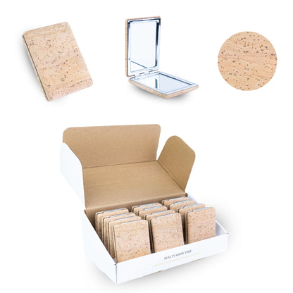 Thick Rectangular Cork Compact Mirror – Double-Sided (12-Pack) L-1213-12