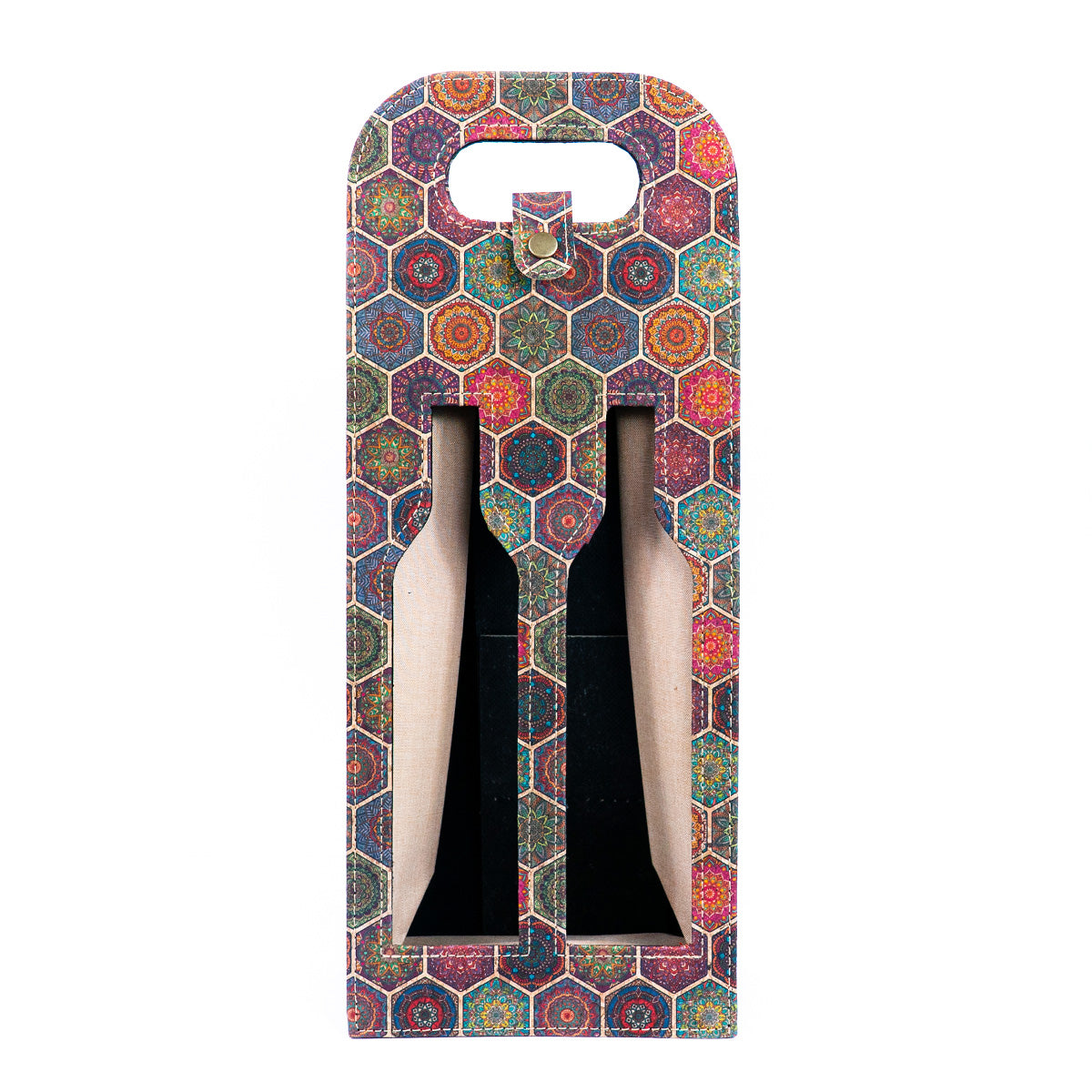 Dual-Bottle Bohemian Cork Wine Carrier and Gift Bag L-911