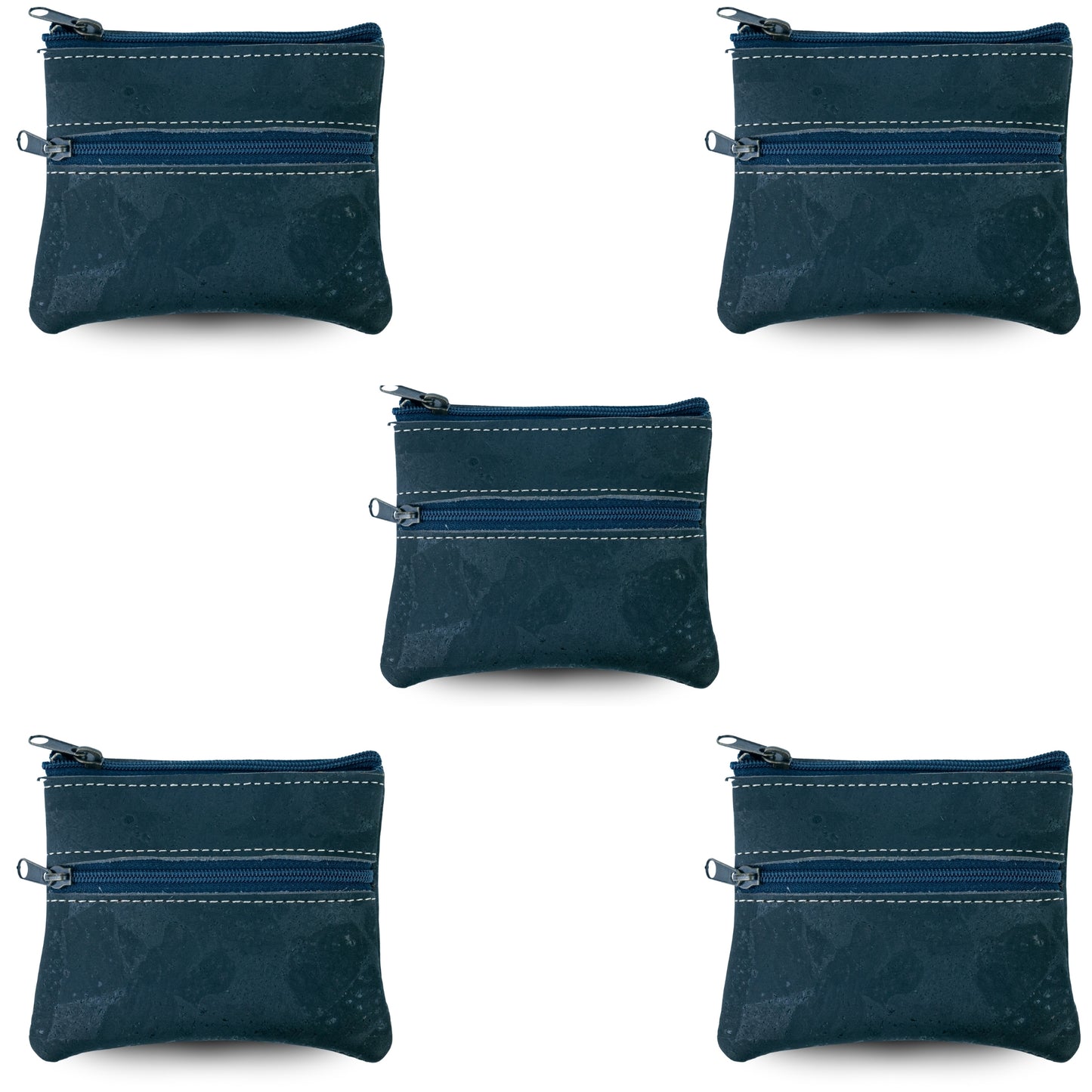 5pcs | Natural Cork Double-Zip Coin Purs BAGP-382