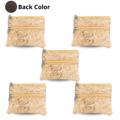 Dual Zip Cork Coin Pouch BAGP-333 (5 Units) RANDOM PATTERN