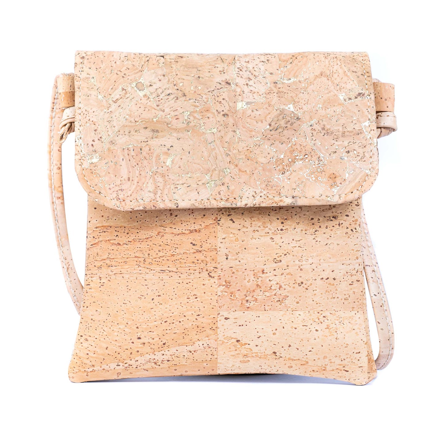 Eco-Friendly Cork Crossbody Bag with Flap Closure - Vegan Leather Shoulder Bag BAGP-344