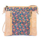 Floral White Print Cork Shoulder Bag with Zippered Pockets BAGP-019