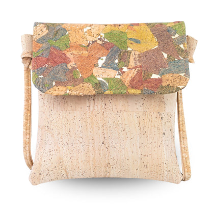 Printed Cork Crossbody Bag with Flap and Zip Closure BAGP-392