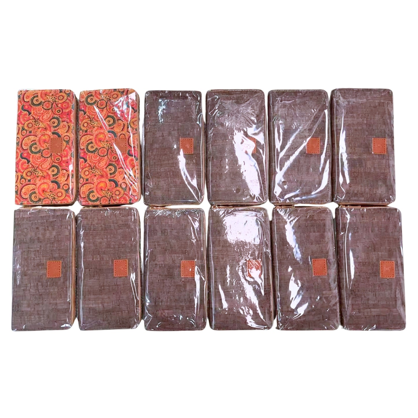Pack of 12 Printed Cork Zip-Around Wallets  BAGD-624-12