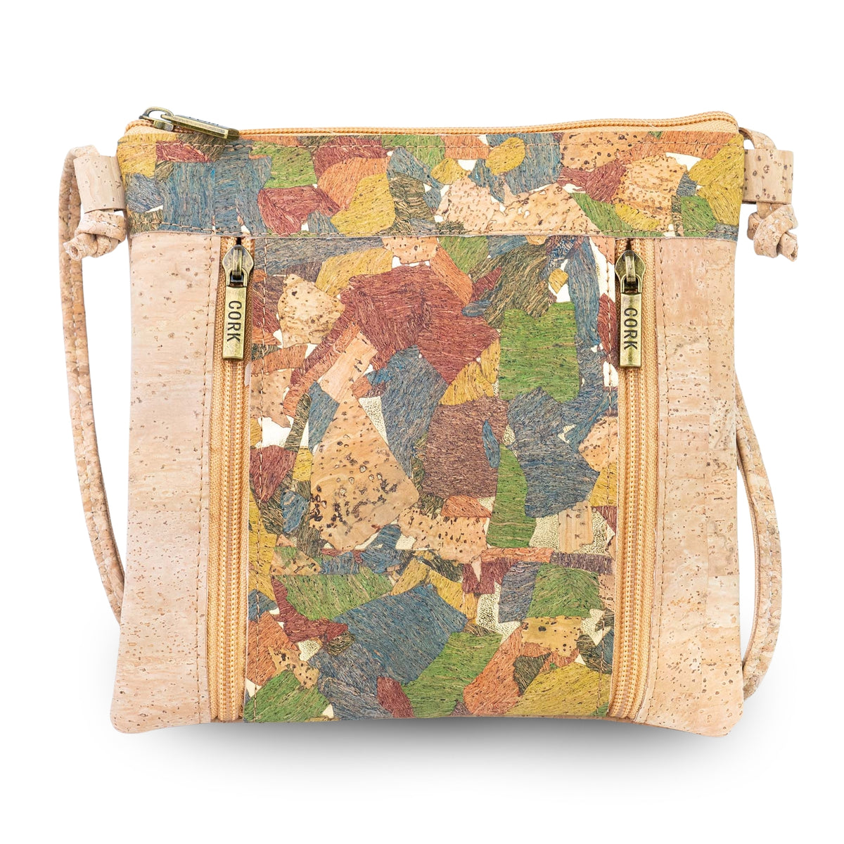 Slim Cork Crossbody Bag with Three Zipped Compartments BAGP-394