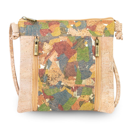 Slim Cork Crossbody Bag with Three Zipped Compartments BAGP-394