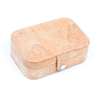 Natural/Golden/Patterned Cork Jewelry Storage Rectangular Box L-1014
