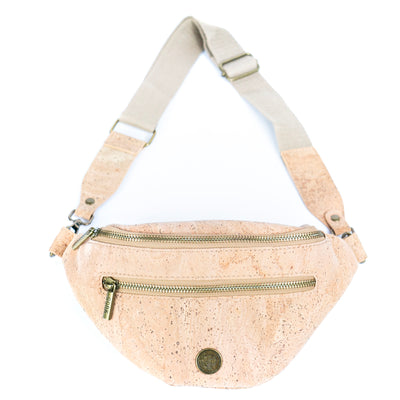 Natural Cork Sling Bag for Women with Adjustable Strap and Metal Zippers SLING-BAG-2312