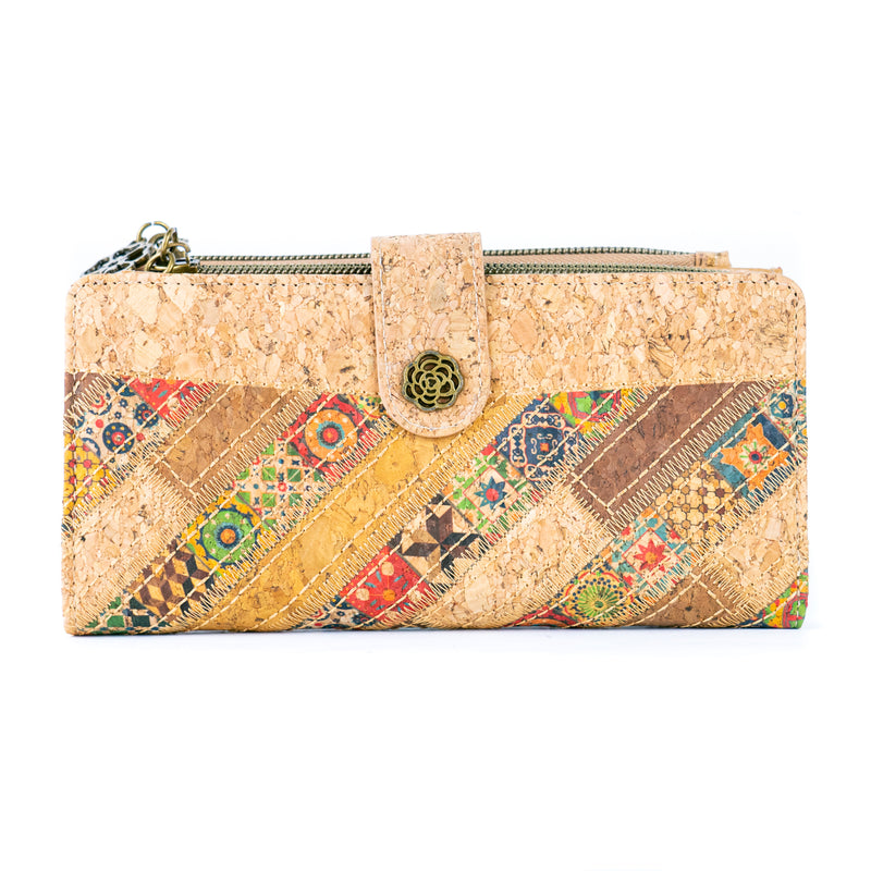 Patchwork-Stitched Cork Long Wallet – BAGD-592