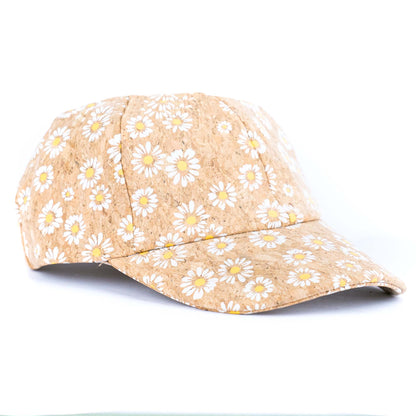 Women’s Cork Baseball Cap with Daisy Print L-1124