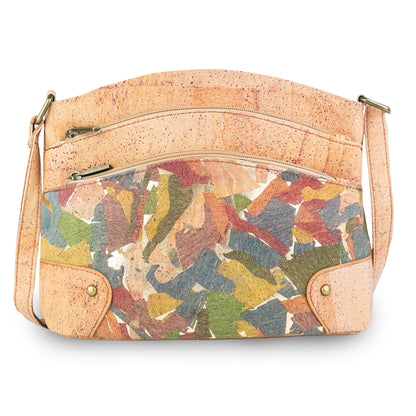 Natural Cork Multi-Pocket Crossbody Bag for Women – Vegan Shoulder Handbag BAG-2405