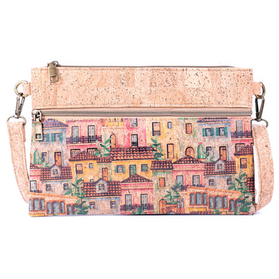 Eco-Friendly Natural Cork Sling Bag with Mosaic Patterns BAGD-598