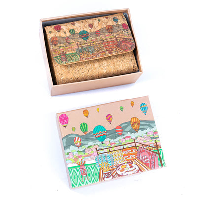 Women's Cork Wallet with City Landmarks Print BAGF-093