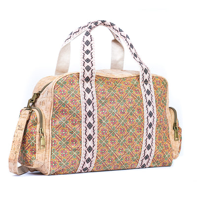 Colorful Printed Cork Handbag with Traditional Motif Design BAGD-543