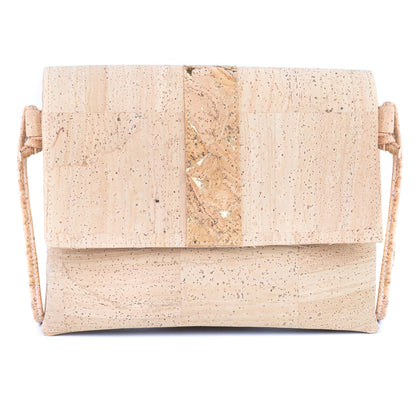 Cork Crossbody Bag with Color Stripe - Vegan Shoulder Bag BAGP-356