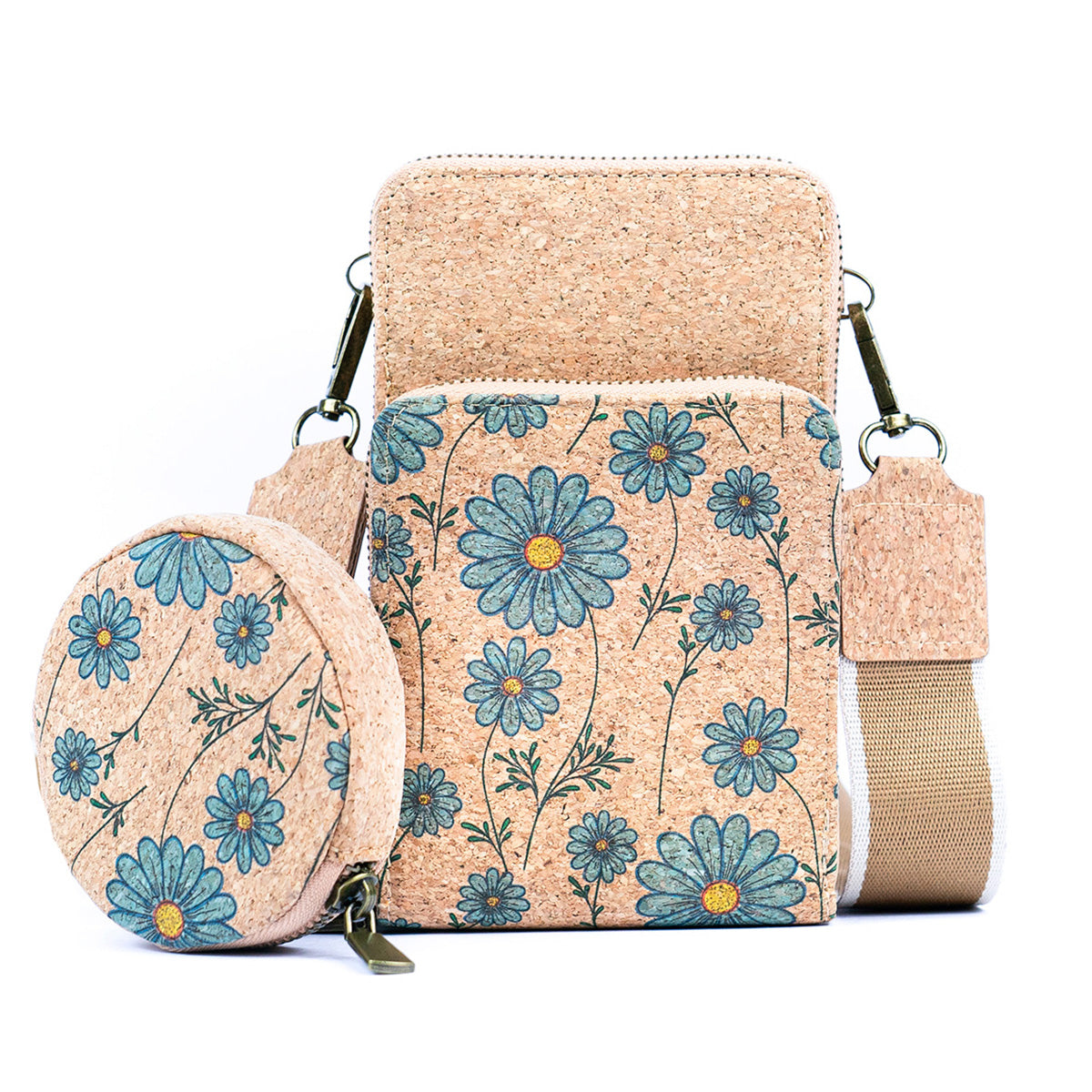 Natural Cork Women's Printed Double Layer Phone Pouch BAG-2312