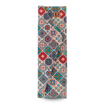 Cork Wine Gift Box | Boho Tile Print, Hexagonal Flip-Top & Cork Interior — L-1190