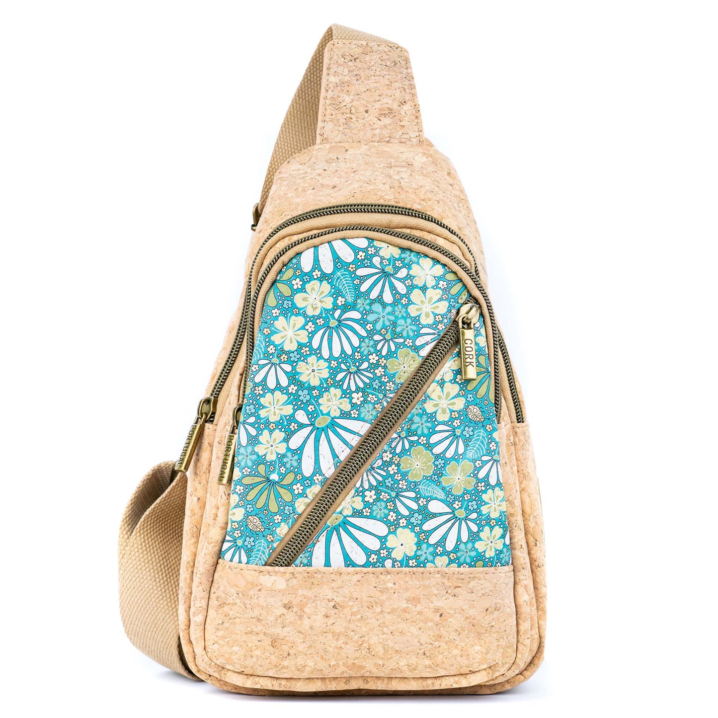 Cork Sling Bag with Printed Front Panel  BAG-2369