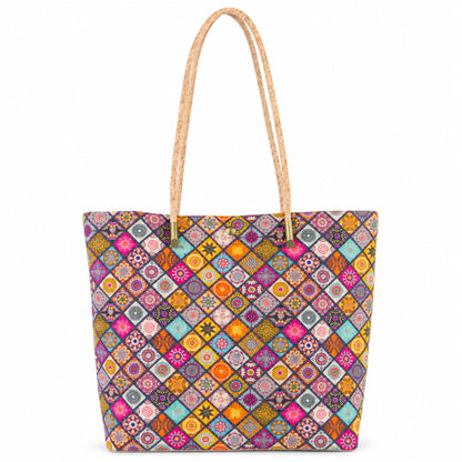 Cork Kaleidoscope Tote Bag with Zip Pouch — BAG-2412