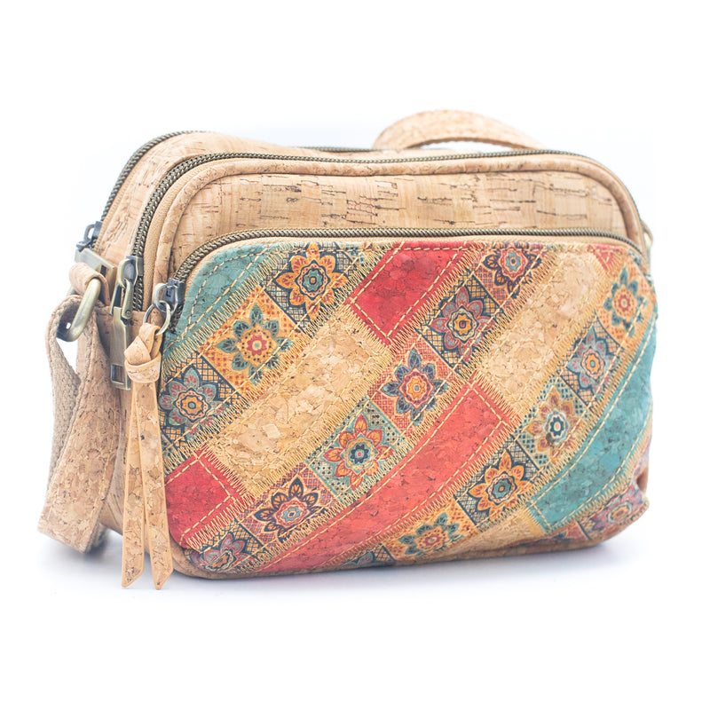 Floral & Mosaic Cork Crossbody Bag – Eco-Friendly & Stylish BAGF-057
