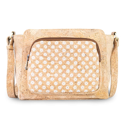 Natural Cork Crossbody Bag with Printed Front Pocket BAGD-658
