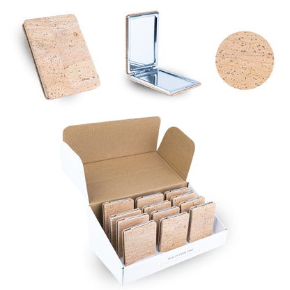 Rectangular Cork Compact Mirror – Double-Sided (12-Pack) L-1209-12