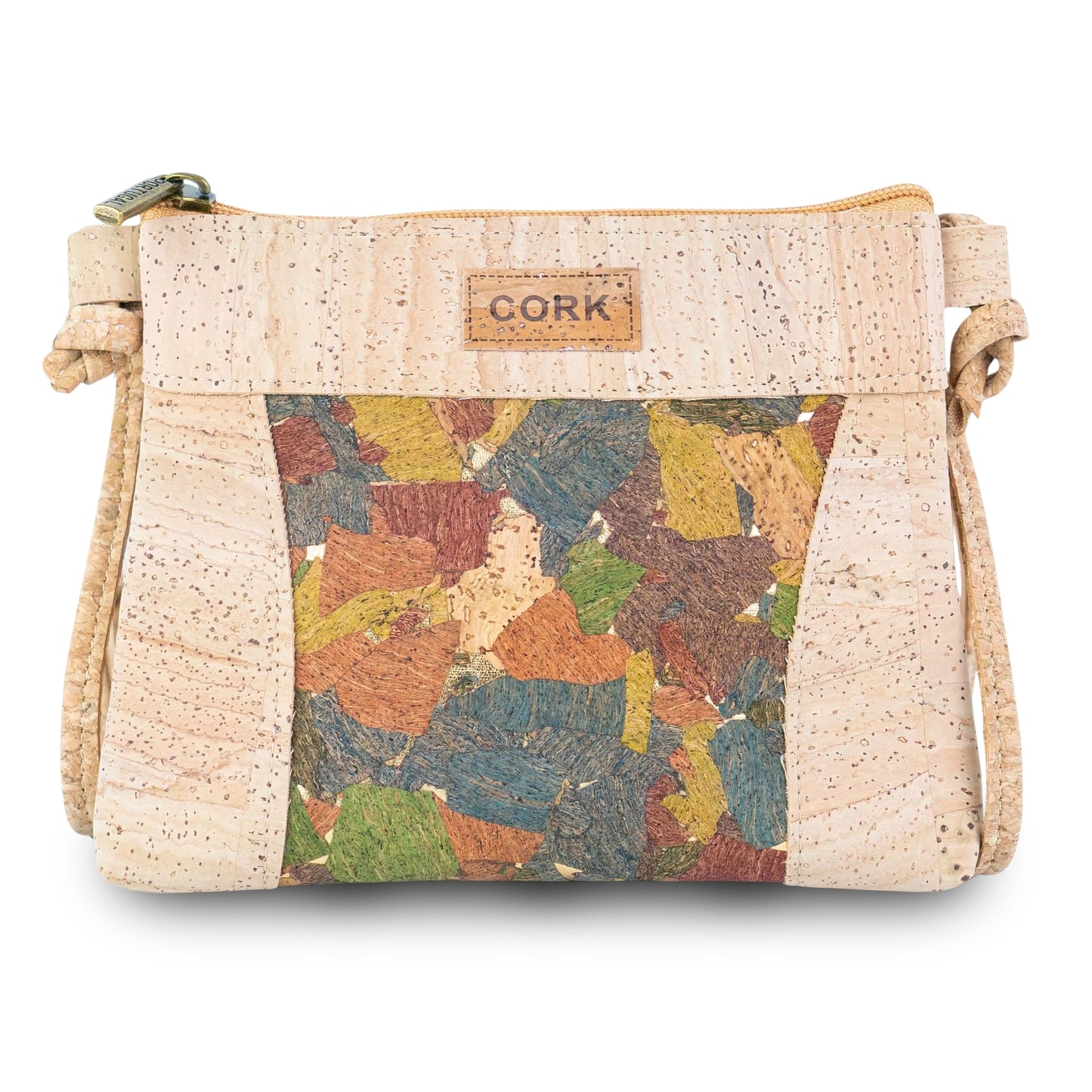 Premium Natural Cork Crossbody Bag with Colourful Front Panel BAGP-388