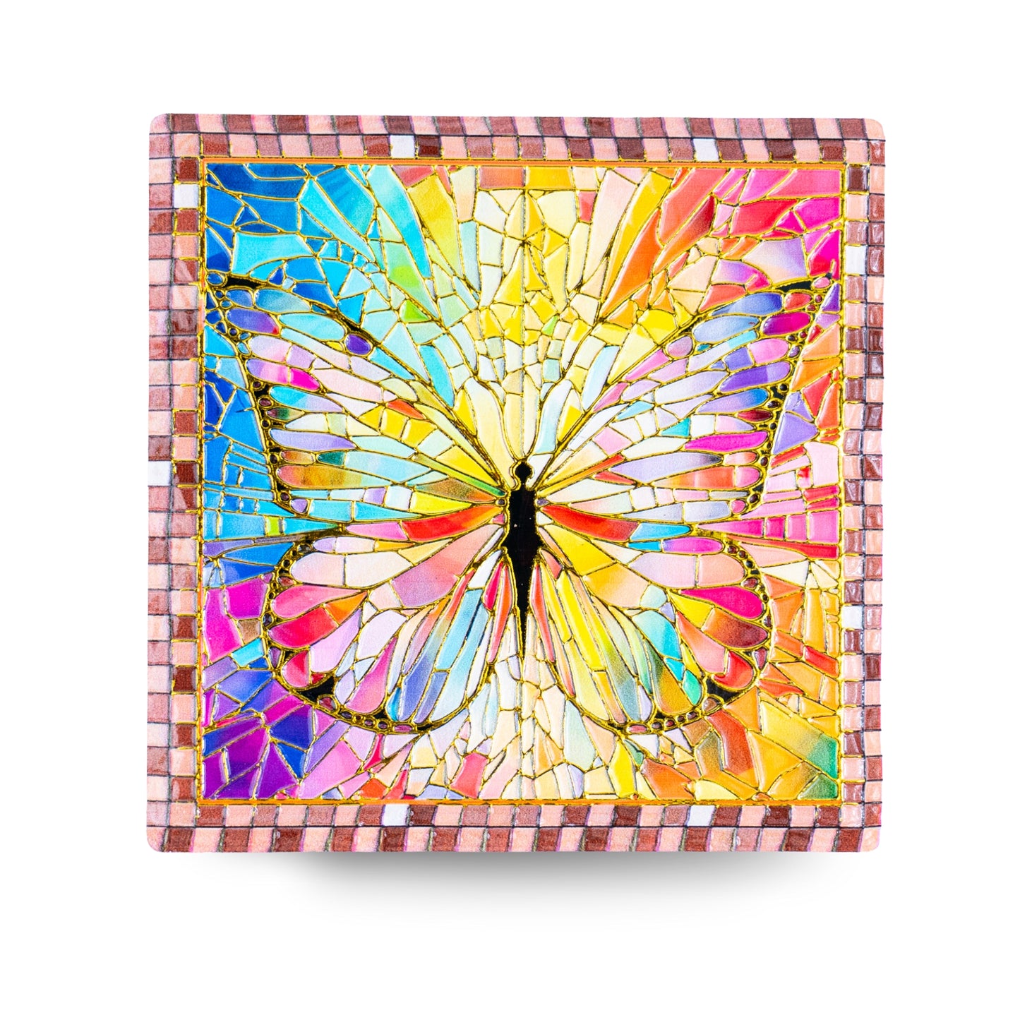 Embossed Ceramic Tile Coasters with Cork Backing – Butterfly Design L-1136-12 (12units)