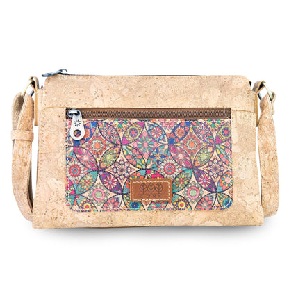 Printed Cork Crossbody Bag with Front Zip Pocket BAGD-654