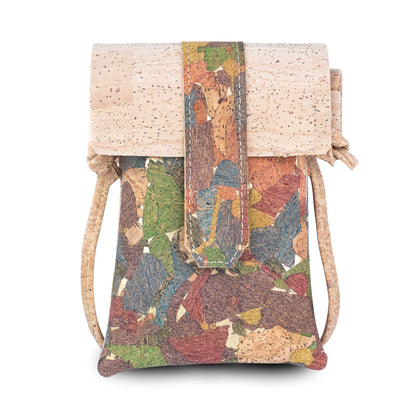 5pcs | Cork Phone Crossbody Bag | Flip Flap, Magnetic Snap & Side Zip — BAGP-372