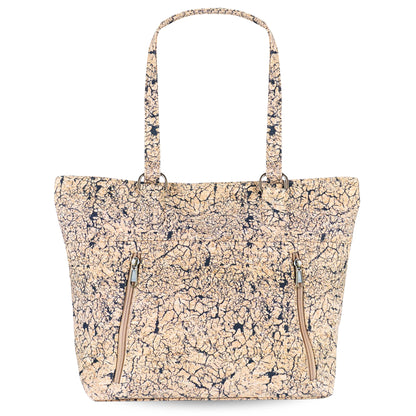 Eco-Friendly Cork Tote Bag with Marble Print - Vegan Leather Shoulder Bag BAGP-340