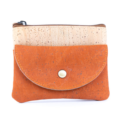Compact Cork Coin Purse with Snap Pocket with Key Ring BAG-2355