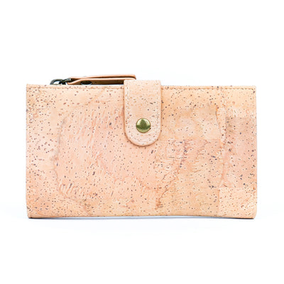 Chic Black and Natural Cork Women's Wallet with Gold Accents BAG-2303