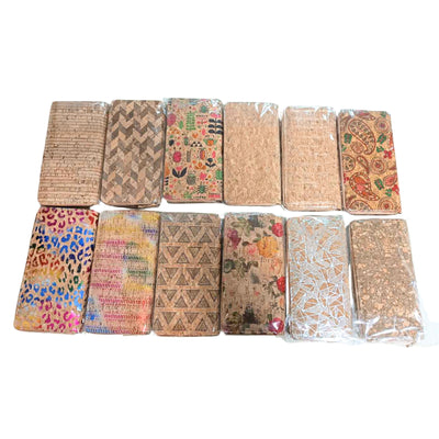 Natural cork with flower pattern zipper women wallet BAGD-589（12units）