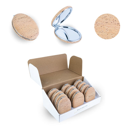 Oval Cork Compact Mirror – Double-Sided (12-Pack) L-1207-12