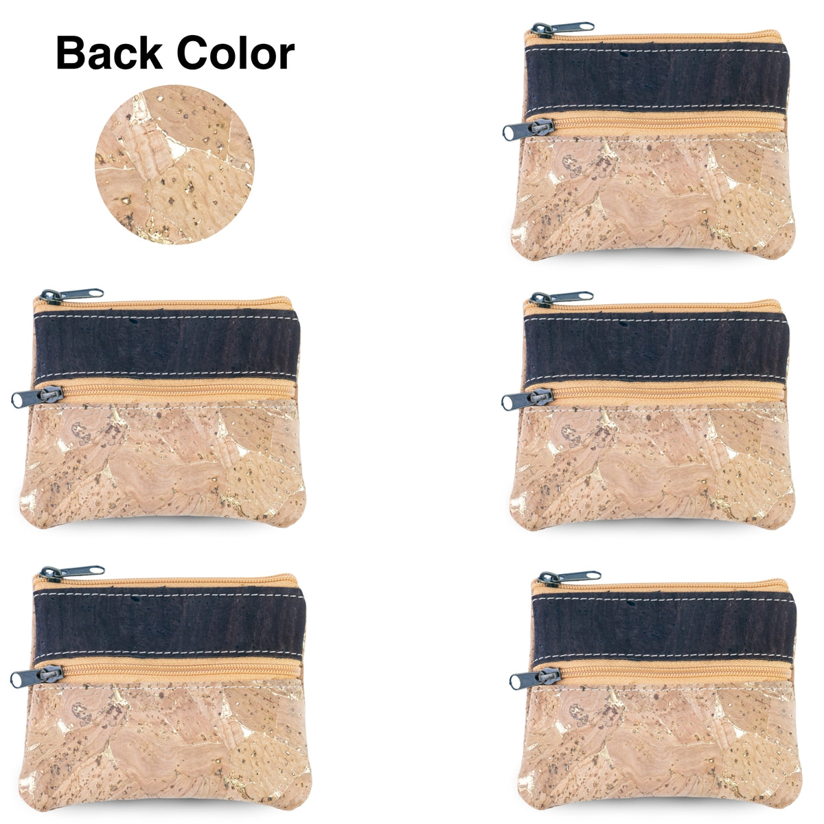 Lisbon Cork Coin Purse with Two Zip Pockets – Pack of 5 | BAGP-289C