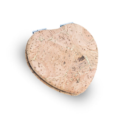 Heart-Shaped Cork Compact Mirror – Double-Sided (12-Pack) L-1210-12