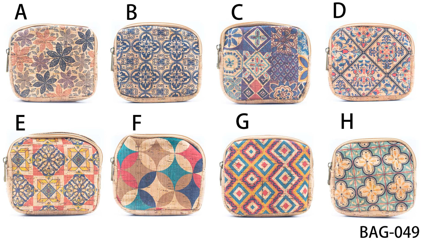 Cork coin purse cube pattern wallet BAGF-002-MIX-8 RANDOM