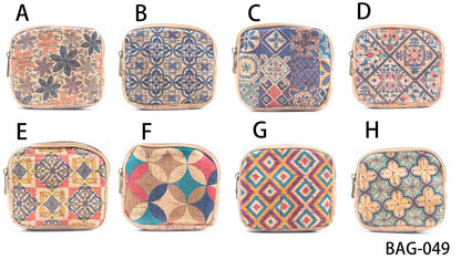 Cork coin purse cube pattern wallet BAGF-002-MIX-8 RANDOM