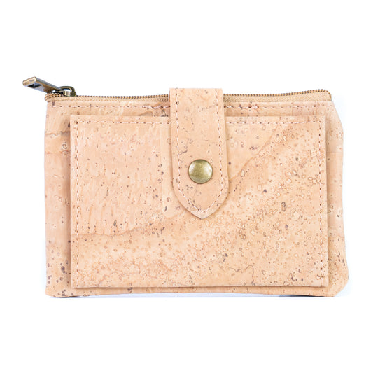Natural Cork Small Wallet with Zipper Coin Pocket Bag-2233